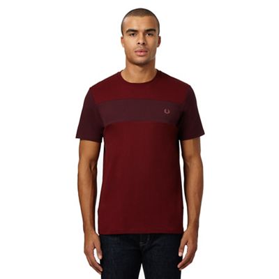Fred Perry Maroon textured panel crew neck t-shirt